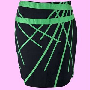 Black Skirt with Green Geometric Stripes - Women